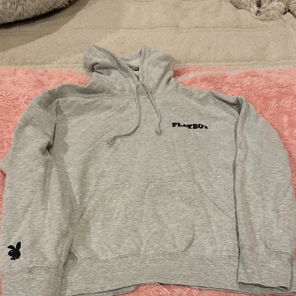PLAYBOY Gray ladies Sweatshirt with Black Logo NWOT